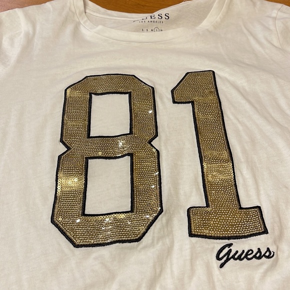 Womens Guess shirt with sequin number for very stylish look. - Picture 2 of 2